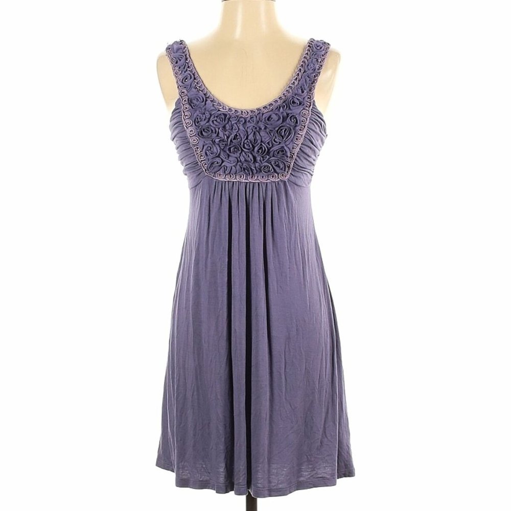 SOPRANO Lavender Purple Rosette Ruffle Draped Dress | Size S
